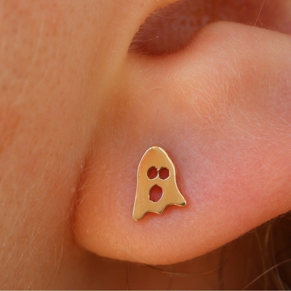 Handmade Jewelry - Gold Ghost post earrings
